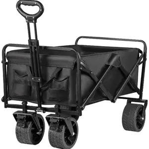 Portal faltbarer zusammenklappbarer Wagen Outdoor Camping Strandwagen Garten Park Trolley 4 starke Räder einstellbarer Griff