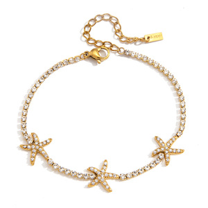 Bracelet étoile de mer avec zircon blanc, ton or, 16,55 cm, bijoux de fête pour femmes - Product Image 5