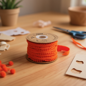 Nastro Iln Pom-Pom Larghezza 1,0 cm 20Y Arancione per Decorazioni Artigianali - Product Image 2