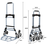 Chariot d'escalade pliable en alliage d'aluminium robuste Lupai Modèle 1030-6A avec 6 roues TPR, personnalisable OEM, capacité 100 kg, portable
