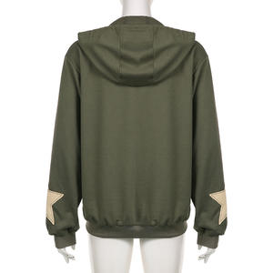 Felpa con Cappuccio Unisex 2025 con Ricamo 3D a Cinque <span class=keywords><strong>Stelle</strong></span>, Design Vintage, Zip, 100% Cotone Pre-Ristretto, Vendita all'Ingrosso - Product Image 4