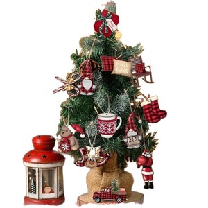 Ornements de Noël en bois à carreaux Buffalo, décorations suspendues pour sapin de Noël, pendentifs Père Noël, gnome, chaussette pour fêtes de fin d'année et décoration intérieure - Product Image 2