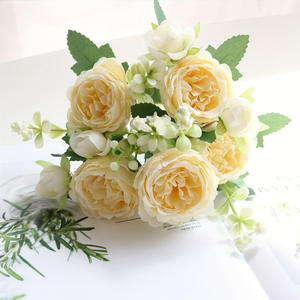 <b>Real</b> Touch Artificial Rose Bouquet Classic Realistic Faux Roses 5 Roses/Bundle Wedding Graduation Supplies for Valentine's Day - Product Image 4