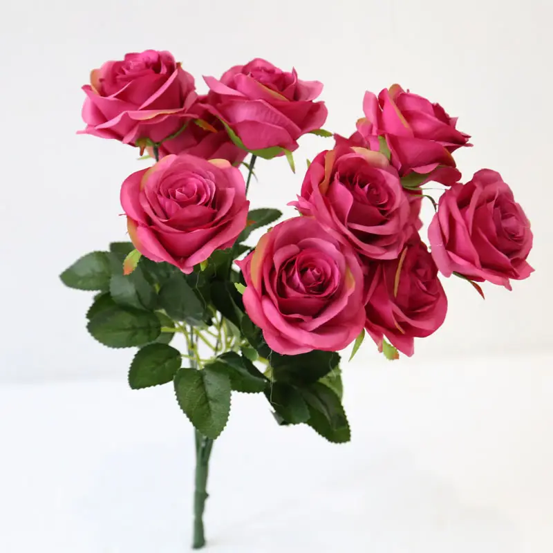 사용자 정의 보존 아름다운 꽃다발 옷 실크 핑크 화이트 장미 인공 꽃 웨딩 대량