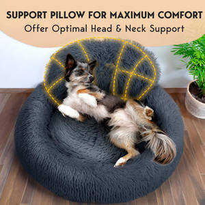 Venta al por mayor cama extra grande para perro de donut impermeable y lavable mejor piel sintética extraíble felpa suave espuma de seguridad patrón animal - Product Image 3