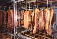 Four à fumage automatique à gaz haute efficacité pour bœuf, poulet, viande, poisson, tofu, saucisses, machine à fumage industrielle en acier inoxydable 304