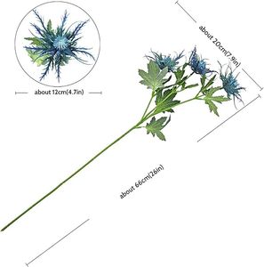 Gm 26Inch Cây Kế Nhân Tạo Hoa Bất Cảm Ứng Màu Xanh Cây Kế Mộc Mạc Phun Eryngium Biển Holly Cho Đám Cưới Bó Hoa Trung Tâm - Product Image 6