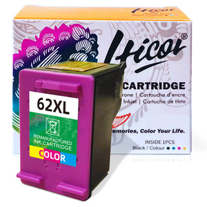 Cartouches <span class=keywords><strong>d</strong></span>'<span class=keywords><strong>encre</strong></span> noires et couleur Hicor pour imprimante jet <span class=keywords><strong>d</strong></span>'<span class=keywords><strong>encre</strong></span> HP62XL <span class=keywords><strong>62</strong></span> <span class=keywords><strong>XL</strong></span>, niveau <span class=keywords><strong>d</strong></span>'<span class=keywords><strong>encre</strong></span> visible, compatibles avec <span class=keywords><strong>HP</strong></span> ENVY 5640 - Product Image 2