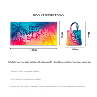 FF6147 Serviette de plage en microfibre 2-en-1 avec sac à bandoulière, sac de transport portable, serviette de plage en microfibre sans sable et à séchage rapide
