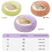 Nid pour chat en tissu épais et chaud automne/hiver, lit pour chat semi-fermé, fournitures de sécurité pour animaux de compagnie, design coquille