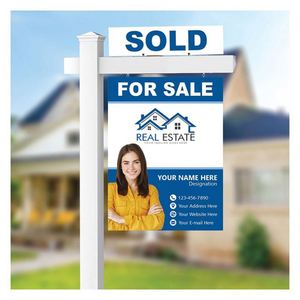 Panneau de signalisation immobilière personnalisé 18x24, épais, avec trous de suspension pour affiches de vente et de visites immobilières - Product Image 1