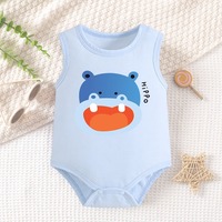 Set Prnatal 5 Bodysuit Bayi Tanpa Lengan dengan Pola Harimau/Dinosaurus/Singa, Katun Lembut dan Kancing Tekan yang Praktis