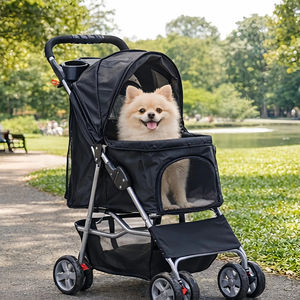 फोल्डेबल 4-पहिया स्वतंत्र ब्रेक टिकाऊ और प्रबलित पालतू स्टलर - Product Image 1