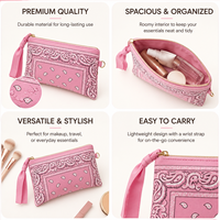 Pochette personnalisée à imprimé bandana, motif cachemire, avec fermeture éclair, trousse de maquillage, pochette à logo personnalisé, sac de rangement de voyage