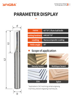 Fraise droite en carbure YingBa à 2 dents, 3,175 mm, 6 mm, 8 mm, fraise à bout plat pour le fraisage CNC du bois