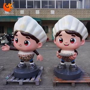 만화 요리사 유리 섬유 조각, 해산물 레스토랑 환영 장식, 음식 테마 F & B 체크인 장식 - Product Image 1