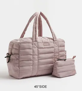 PA0495 Rosa Bolsas Femeninas كيس حمل منظم نايلون مقاوم للماء خليط جلد خياطة اللحف سيدة designing حقائب يد نسائية