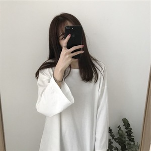 Solide lâche à manches longues <span class=keywords><strong>chaud</strong></span> femmes doux bonbons couleurs haut en gros polyester femmes <span class=keywords><strong>t</strong></span>-<span class=keywords><strong>shirt</strong></span> uni - Product Image 4