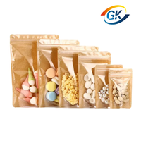 Sacs de conditionnement alimentaire en papier kraft brun à fermeture éclair refermable, debout, pour le stockage des aliments, des cafés, etc.