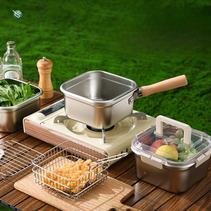 Hot Selling Portable Outdoor Cookware Set With Square Frying Pan and <b>Steamer</b> for Multifunctional Cooking Needs - Product Image 4