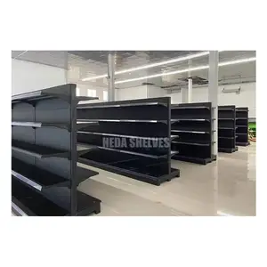 Cổ điển màu đen siêu thị Gondola Giá cửa hàng tạp hóa Rack hiển thị cho siêu thị/Cửa hàng bán lẻ