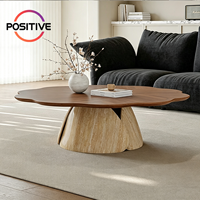 Table basse en forme de pétale de style Mid-Century, design Wabi Sabi, mobilier de luxe pour salon, fabrication OEM