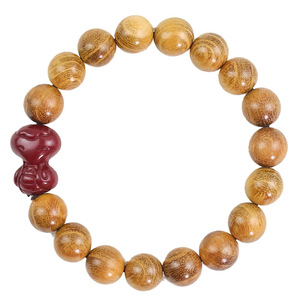 Wooden Snake <b>Bracelet</b> 10mm 17 Beads <b>Red</b> Cinnabar Unisex Everyday Wear Cultural Collectible Jewelry - Product Image 5