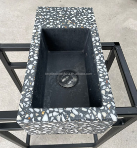 Évier de salle de bain en pierre de <span class=keywords><strong>terrazzo</strong></span> <span class=keywords><strong>noir</strong></span> <span class=keywords><strong>et</strong></span> <span class=keywords><strong>blanc</strong></span> Comptoir de cuisine Lavabo en <span class=keywords><strong>terrazzo</strong></span> en pierre artificielle Lavabo de salle de bain en <span class=keywords><strong>terrazzo</strong></span> - Product Image 5