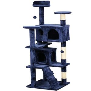 Großhandel Günstige Katze Scratcher Tree Wood Neue mehrstufige Kratz baum <span class=keywords><strong>Cat</strong></span> Condo mit Plüsch Barsch Stabile Katze Scratching Post für Katzen - Product Image 6
