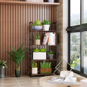 Estantería <span class=keywords><strong>Vintage</strong></span> de 4 niveles, organizador de almacenamiento, aspecto de madera moderna, marco de Metal con acento, muebles para el hogar y la Oficina - Product Image 4