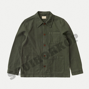Giacca da lavoro francese da <span class=keywords><strong>uomo</strong></span> personalizzata all'ingrosso, OEM in cotone blu in sguattera per lavoro resistente da lavoro - Product Image 3