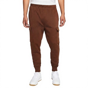 Men's Brown Fleece Cargo Sweatpants <b>Trousers</b> <b>Elastic</b> <b>Waist</b> Multiple Pockets Casual Joggers Autumn Wear <b>Trousers</b> For Sale - Product Image 1