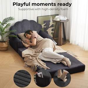 TenderPlayful OEM personalizado negro plegable perezoso sofá cama silla convertible sofá de piso con reposabrazos y soporte para la espalda - Product Image 3