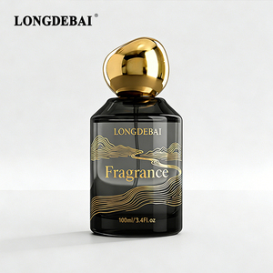 Elegante Botella de Perfume de Vidrio Opaca Vacía, 30ml 50ml 100ml, Botella de Perfume Negra con Tapa Dorada - Product Image 1