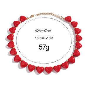 Collana alla Moda 2026 per <span class=keywords><strong>San</strong></span> <span class=keywords><strong>Valentino</strong></span>, Grazioso Girocollo con Perline a Cuore Colorate in Acrilico per Donne e Ragazze - Product Image 6