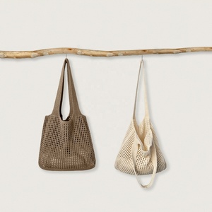 2024 thiết kế mới của phụ nữ <span class=keywords><strong>Tote</strong></span> Túi xách bãi biển bán buôn Crochet lưới túi mua sắm thời trang với mô hình màu rắn - Product Image 2