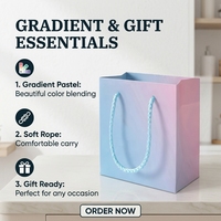 Emballage de vêtements en papier avec logo personnalisé de couleur dégradée, sac à provisions cadeau, sac en papier réutilisable écologique, vente en gros