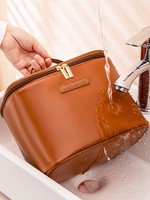 Organisateur de cosmétiques de voyage portable grande capacité, étanche, avec double fermeture éclair, pour femmes, logo personnalisé