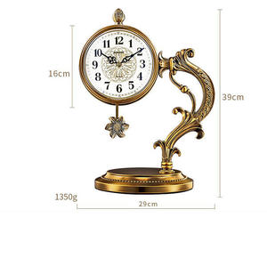 Đồng hồ bàn phong cách Châu Âu Retro rắn gỗ bàn đồng hồ lớn im lặng đơn giản kim loại bàn đồng hồ - Product Image 6