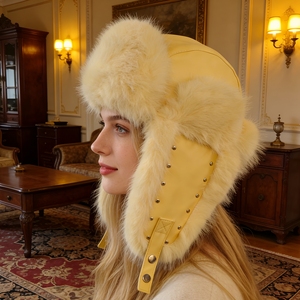 Chapeau unisexe personnalisé en fourrure de renard véritable avec cache-oreilles, casquette bomber en fourrure naturelle, chapeau de trappeur russe, fournisseur de chapeaux de sport pour fêtes - Product Image 2