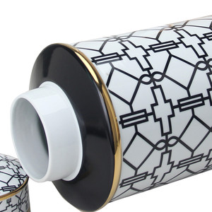 HMS 17 \ "barattolo in ceramica con cilindro geometrico oro nero bianco elegante Design urna e barattolo - Product Image 4