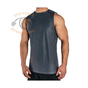 Débardeur noir uni à col rond pour homme, haut en coton Spandex, idéal pour musculation, vêtement de sport et d'athlétisme - Product Image 2