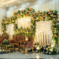 Hochzeitsblumen Großhandel Staubige Rose Fabrik Großhandelspreis Luxuriöse 3D Seidenblumenwand für Partydekoration
