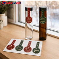Autocollants personnalisés pour bouteilles de Noël, imperméables, autocollants adhésifs, étiquettes de Noël pour emballages cadeaux, pour bouteilles de vin, emballages cadeaux