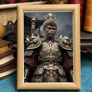 Chine jeu noir mythe singe roi photos <span class=keywords><strong>cadre</strong></span> mur Art décoration peintures pour garçons chambre salon salle de jeux - Product Image 1