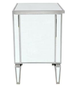 Foshan New Good Furniture Solid Wood <strong>Mirrored</strong> <strong>Nightstand</strong> with 3 Drawers Silver Wood Bedroom Furniture for Home Use - Product Image 6