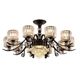 Lámpara de araña de cristal de lujo con múltiples cabezales, luz LED E27 para sala de estar, dormitorio, villa, hogar, lámpara de techo de diseño redondo - Product Image 4