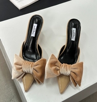 Prix d'usine chaussures sexy avec nœud bout pointu dames mules à talons aiguilles pantoufles talons personnalisés pour femmes avec logo