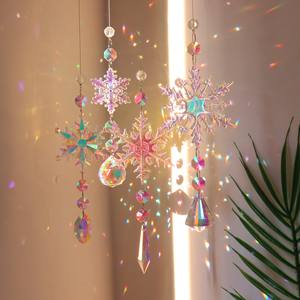 Natal Venda Quente Dream Catcher Esculpido Rainbow Snowflake Pendurado Jardim Casa Pingente Janela Decoração Cristal Sun Catcher - Product Image 1