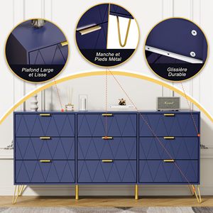 Tủ combohome của ngăn kéo với 9 ngăn kéo, đơn vị lưu trữ cho người lớn/trẻ em, phong cách Scandinavian - Product Image 3